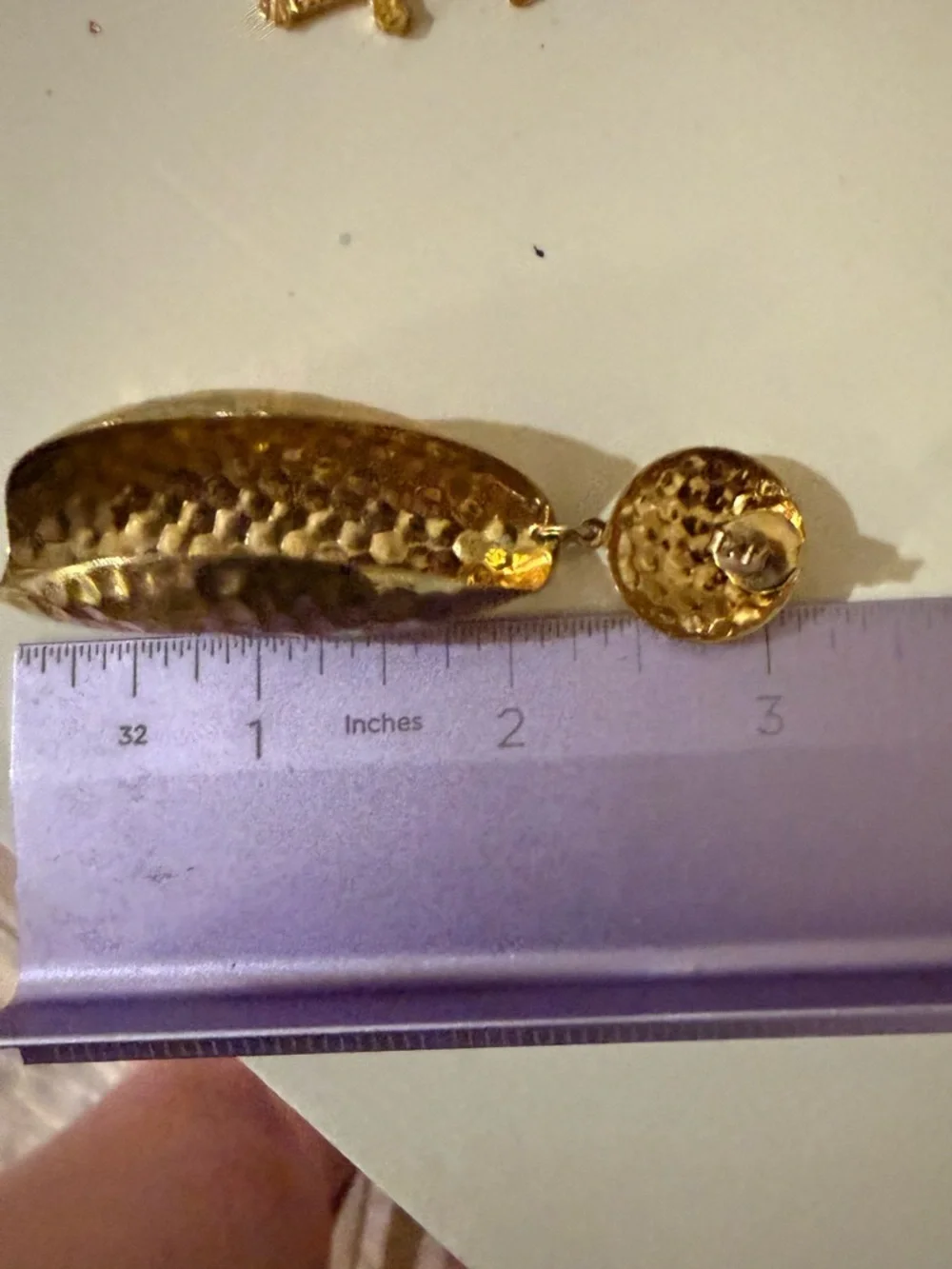 Vintage Gold Tone Hammered Statement Earrings